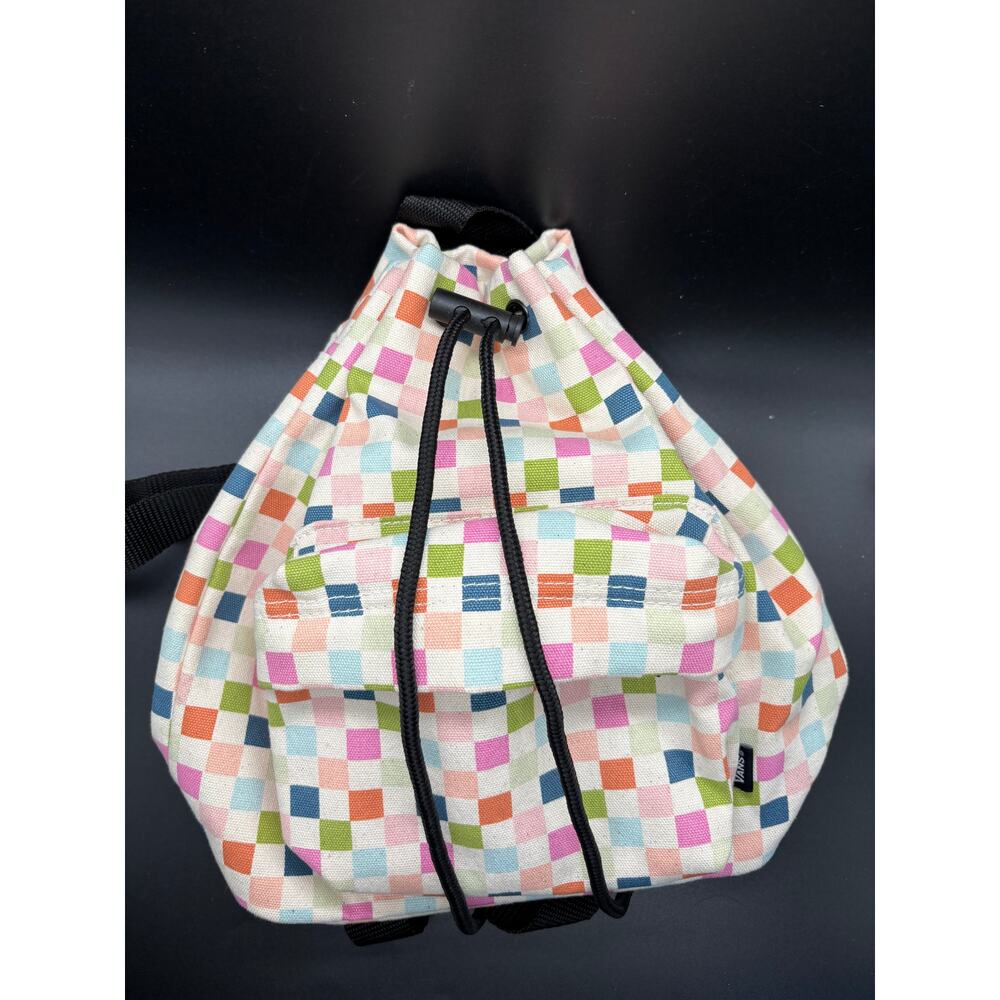 Vans Mini Backpack Pastel Checkerboard Canvas Drawstring Bag Multicolor Travel